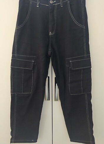 Siyah baggy kargo pantolon 