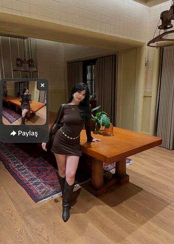 Kahverengi   Mini Elbise - Görsel 2