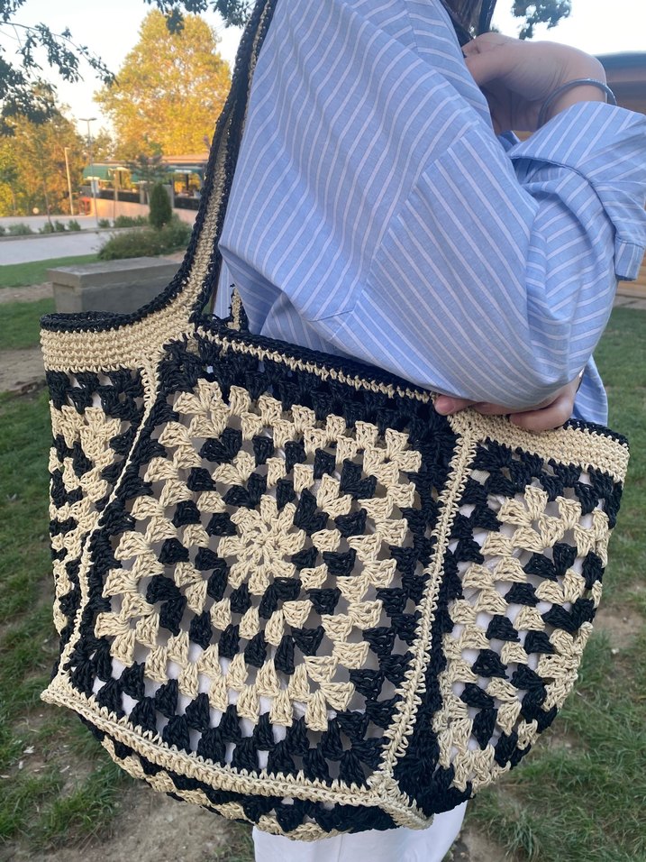 Dantel Detaylı Örgü Bohem Kadın Çanta - Görsel 3