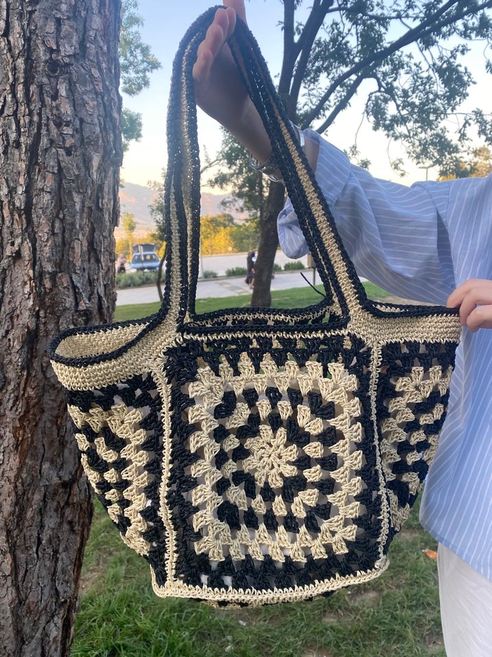 Dantel Detaylı Örgü Bohem Kadın Çanta - Görsel 2