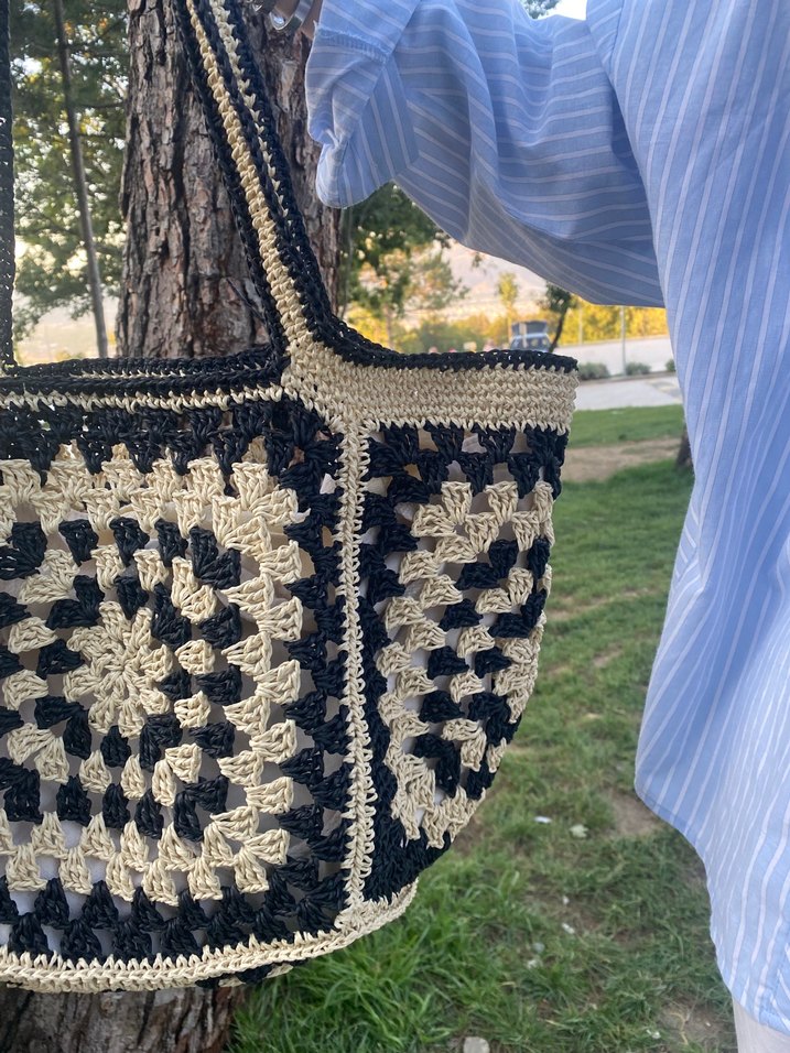 Dantel Detaylı Örgü Bohem Kadın Çanta - Görsel 4