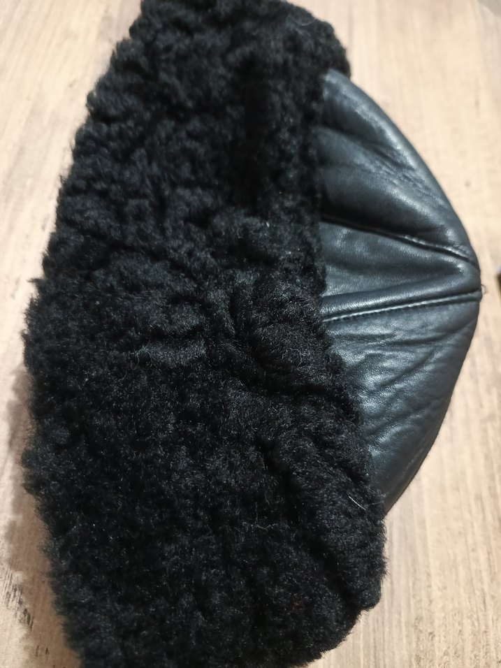 Siyah Erkek Deri Biker Şapka - Görsel 2