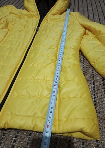 Sarı Kadın Midi Kaban Fermuarlı - Görsel 3