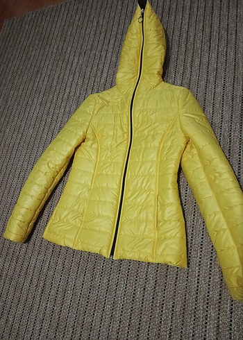 Sarı Kadın Midi Kaban Fermuarlı - Görsel 4