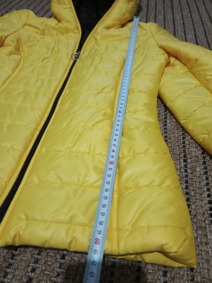 Sarı Kadın Midi Kaban Fermuarlı - Görsel 3