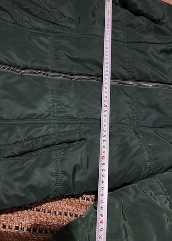 Kadın Yeşil Midi Kaban, Kürklü Kapüşonlu - Görsel 3