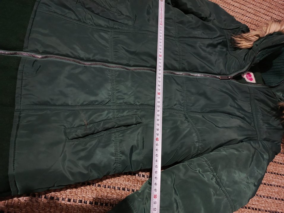 Kadın Yeşil Midi Kaban, Kürklü Kapüşonlu - Görsel 3