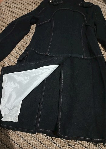 Düğmeli Siyah Kadın Kaban - Görsel 6