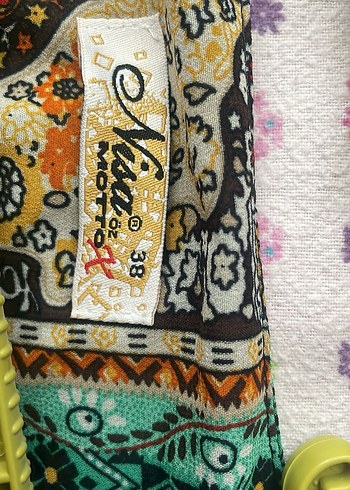 Bohem Çok Renkli Uzun Kollu Uzun Elbise - Görsel 3