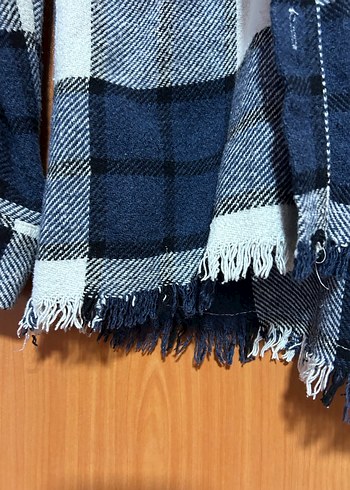 Düğmeli Mavi Gri Kareli Kadın Gömlek - Görsel 2