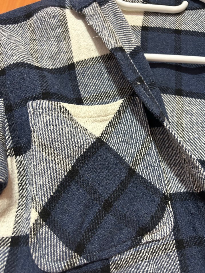 Düğmeli Mavi Gri Kareli Kadın Gömlek - Görsel 3