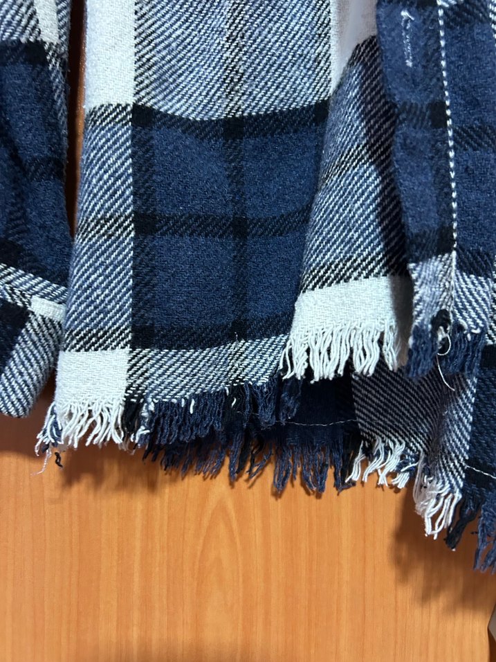 Düğmeli Mavi Gri Kareli Kadın Gömlek - Görsel 2