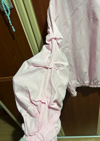 Pembe Keten Uzun Kollu Kız Bluzu - Görsel 2