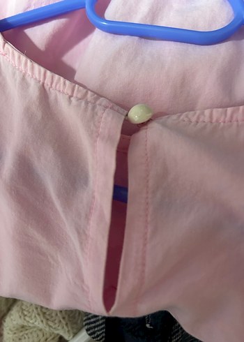 Pembe Keten Uzun Kollu Kız Bluzu - Görsel 6