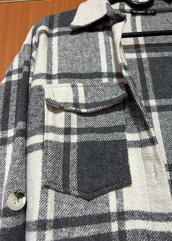 Gri Ekoseli Düğmeli Kadın Gömlek - Görsel 2