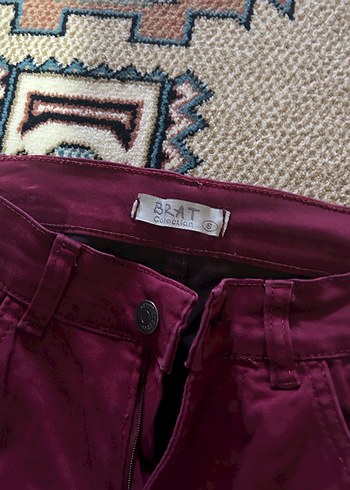 Bordo Fermuarlı KadınPantolon - Görsel 2