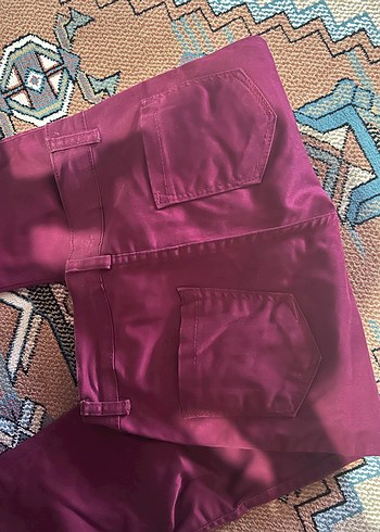 Bordo Fermuarlı KadınPantolon - Görsel 4