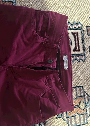 Bordo Fermuarlı KadınPantolon - Görsel 3