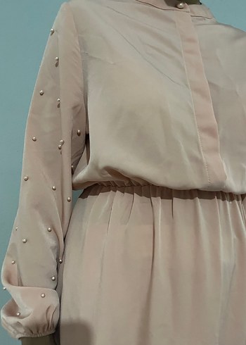 Pembe Bohem Uzun Kollu Fırfırlı Elbise - Görsel 2