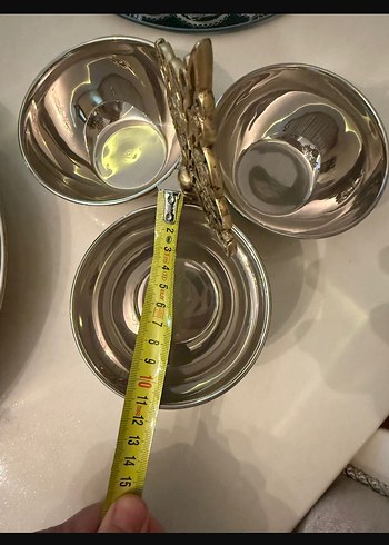 Altın Renkli Parlak Metal 3 Bölmeli Servis Tabağı 
Osmanlı çerez - Görsel 3