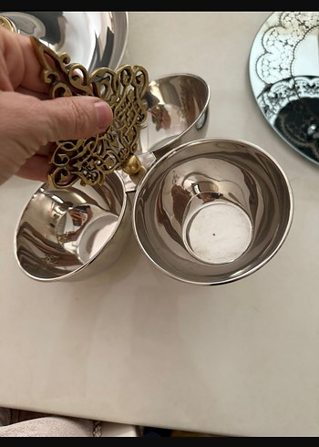 Altın Renkli Parlak Metal 3 Bölmeli Servis Tabağı 
Osmanlı çerez - Görsel 5