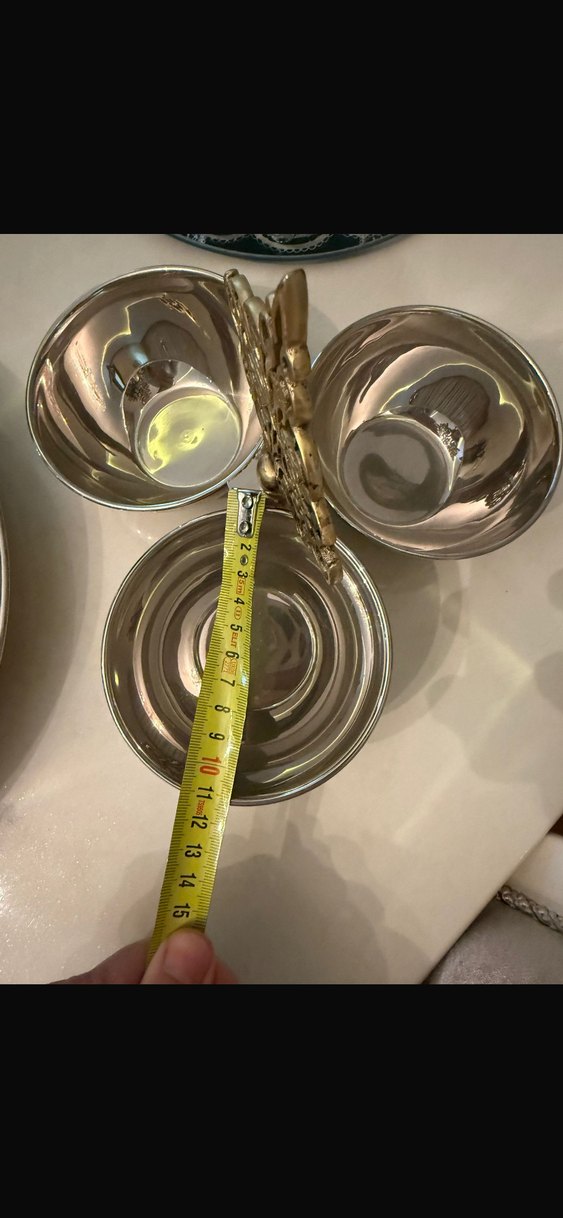 Altın Renkli Parlak Metal 3 Bölmeli Servis Tabağı 
Osmanlı çerez - Görsel 3