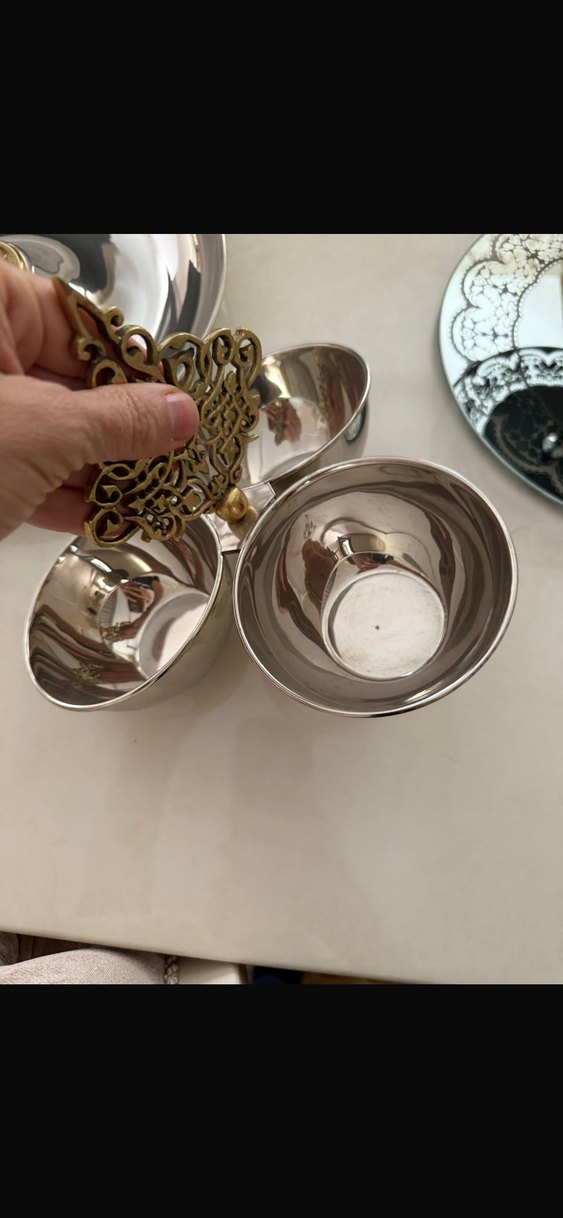 Altın Renkli Parlak Metal 3 Bölmeli Servis Tabağı 
Osmanlı çerez - Görsel 5