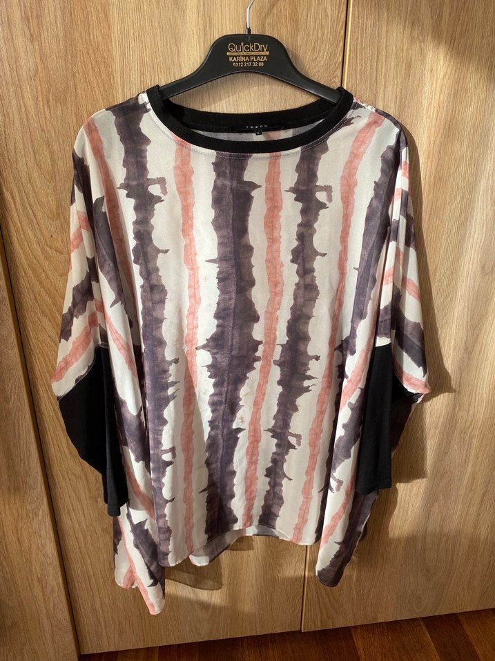 Tuzun kolları  ve yakası triko şifon buluz - Görsel 2