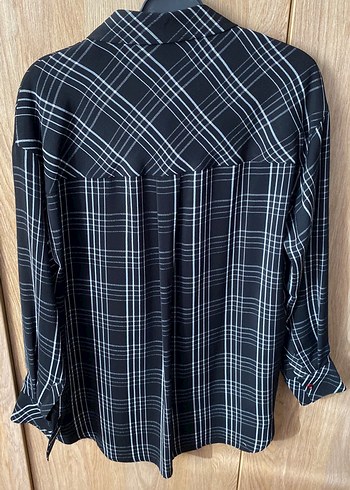 Fermuarlı Çizgili  siyah Kadın Gömlek - Görsel 2