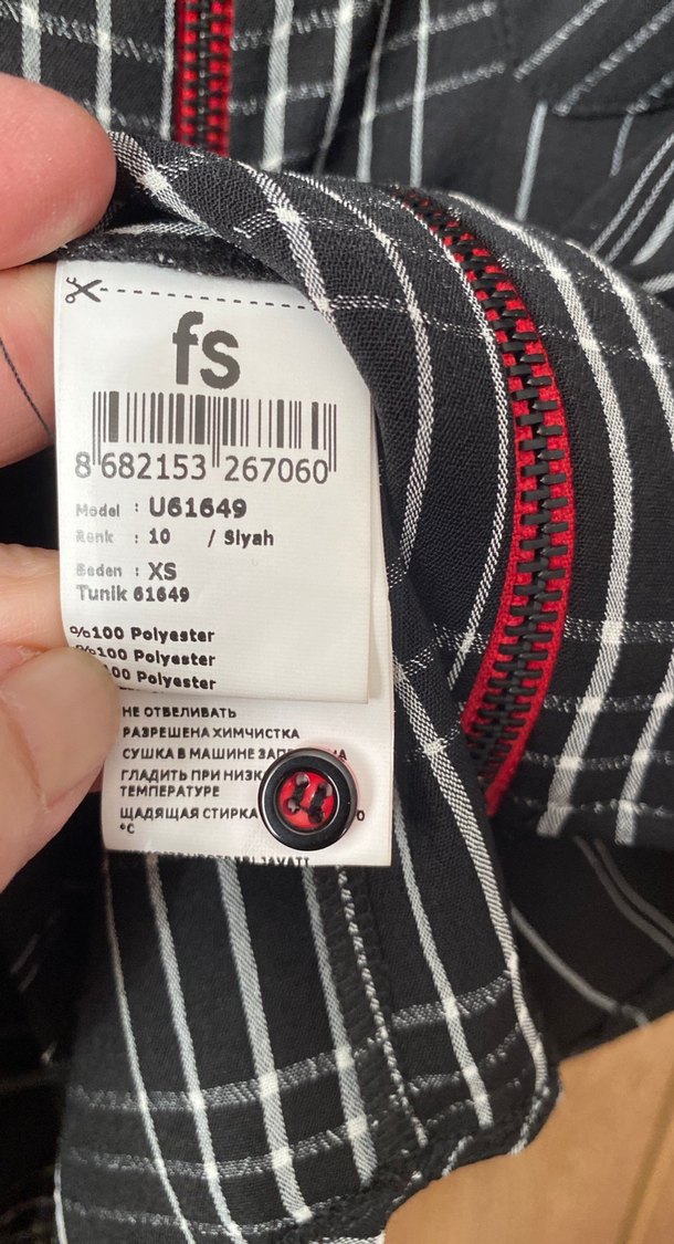 Fermuarlı Çizgili  siyah Kadın Gömlek - Görsel 4