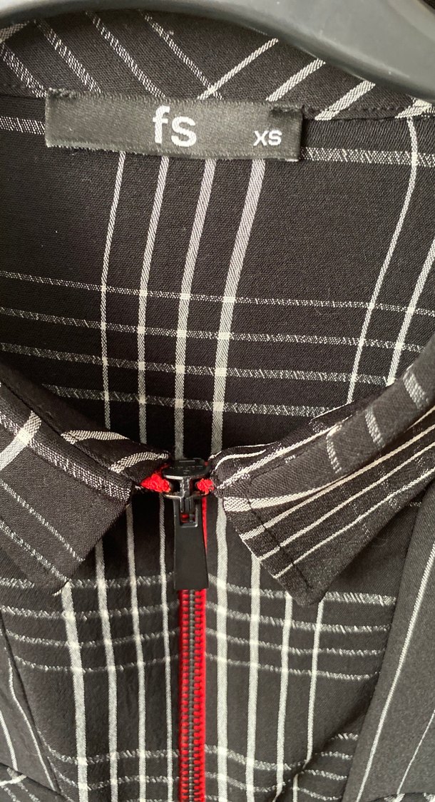 Fermuarlı Çizgili  siyah Kadın Gömlek - Görsel 3