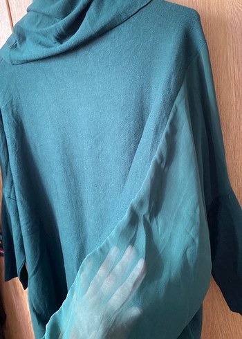 Kadın Turkuaz Yüksek Yakalı Salaş Kazak - Görsel 3