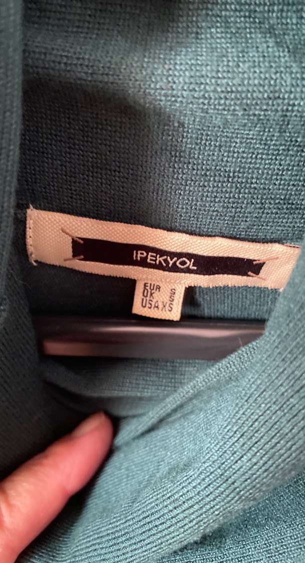 Kadın Turkuaz Yüksek Yakalı Salaş Kazak - Görsel 2