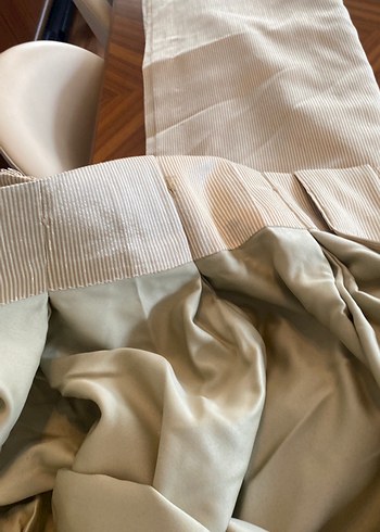 Bej Pilili kalın Kumaş  perde Rustik - Görsel 5