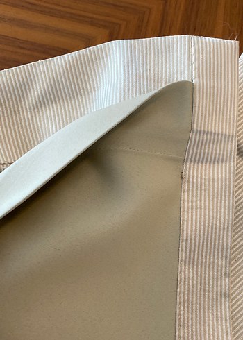 Bej Pilili kalın Kumaş  perde Rustik - Görsel 3