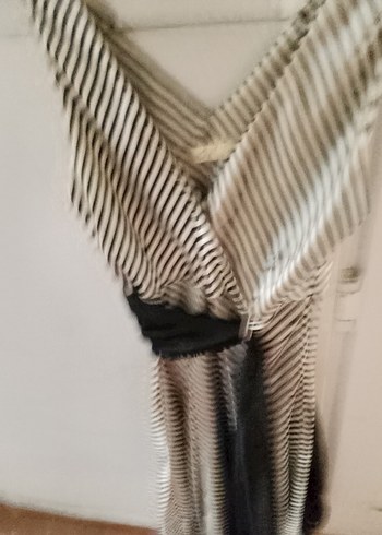 Çizgili V Yaka Hamile Bluzu - Görsel 4