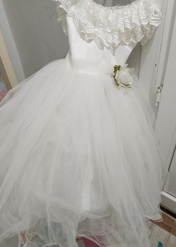 Dantel Detaylı Beyaz Mini Gelinlik - Görsel 2