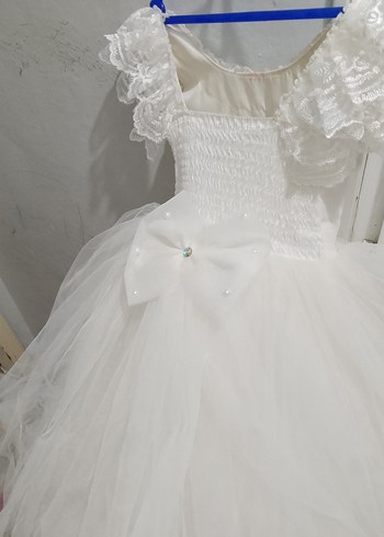 Dantel Detaylı Beyaz Mini Gelinlik - Görsel 4