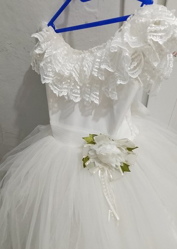 Dantel Detaylı Beyaz Mini Gelinlik - Görsel 3