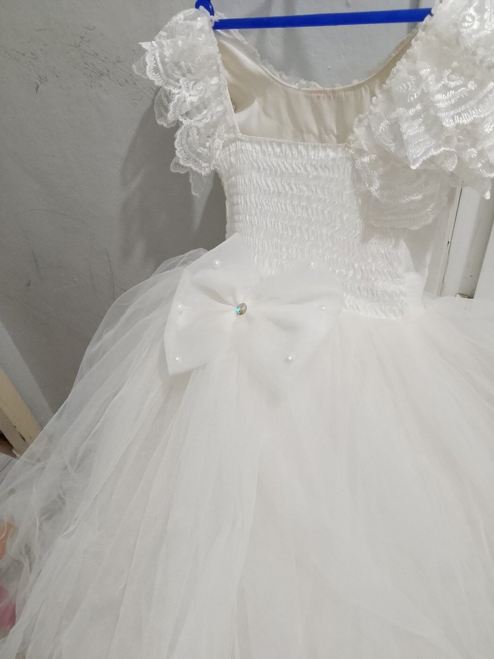 Dantel Detaylı Beyaz Mini Gelinlik - Görsel 4