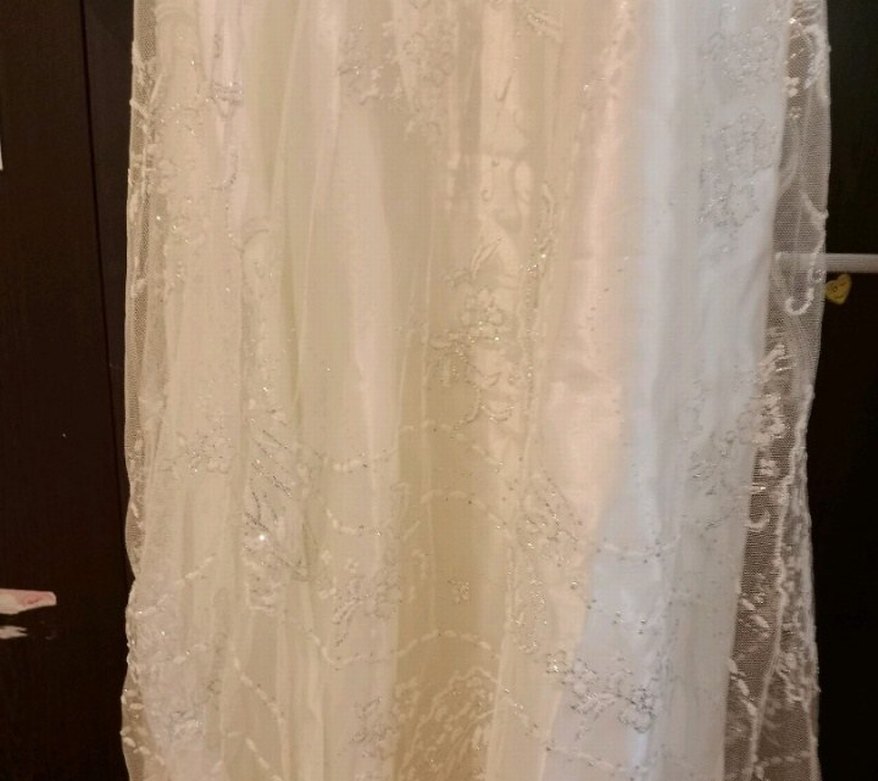 Askısız Beyaz A-Line Gelinlik - Görsel 2