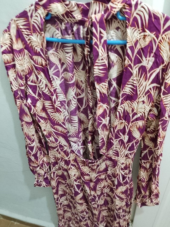 Bohem Uzun Mor Desenli Elbise - Görsel 3