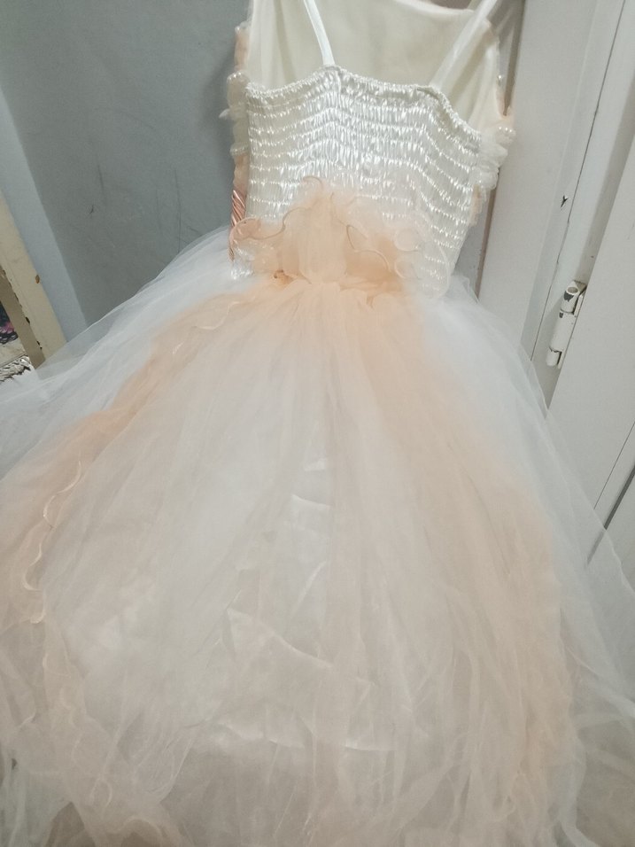 İnci Detaylı Strappy Uzun Beyaz Gelinlik - Görsel 4