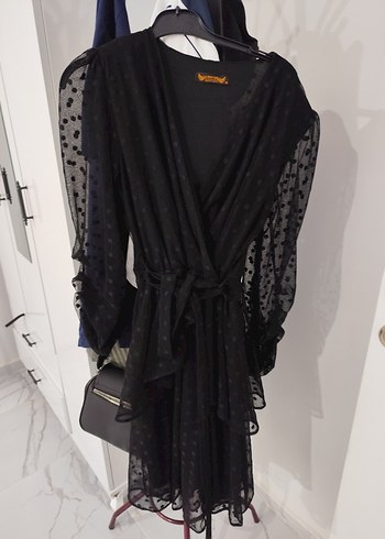 Siyah Uzun Kollu Gotik Elbise - Görsel 3