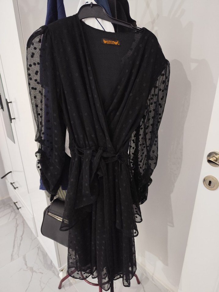 Siyah Uzun Kollu Gotik Elbise - Görsel 2