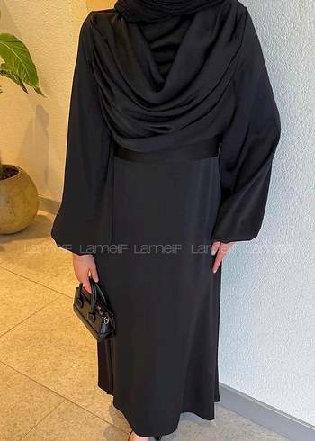 Lacivert Uzun Kollu Drapeli Uzun Elbise - Görsel 3