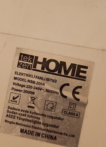 Diğer Tekzen Home elektrikli ısıtıcı 