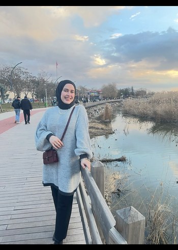 Gri Triko Boğazlı Salaş Kadın Kazak - Görsel 2