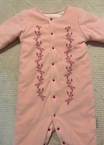 Nakışlı Düğmeli Pembe Bebek Tulumu - Görsel 3