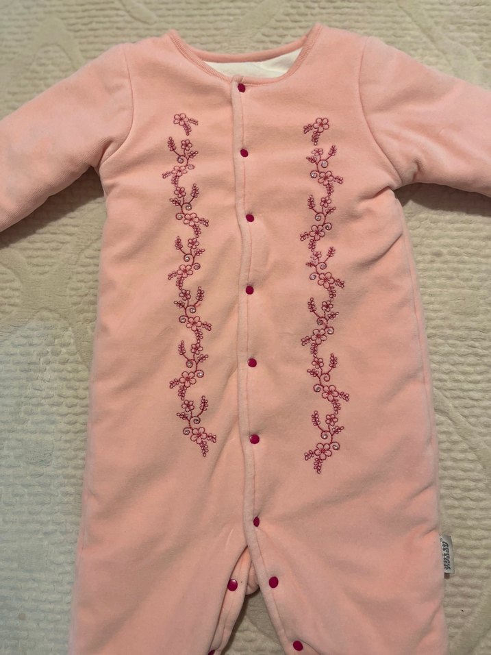 Nakışlı Düğmeli Pembe Bebek Tulumu - Görsel 3